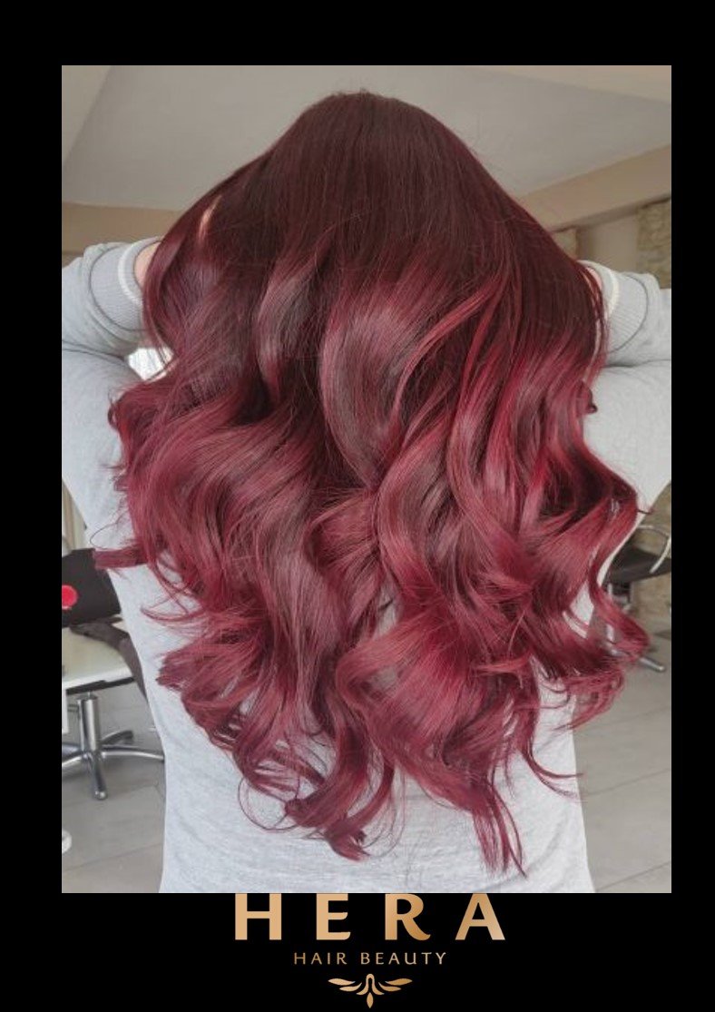 GLOSSY BURGUNDY RED HAIR