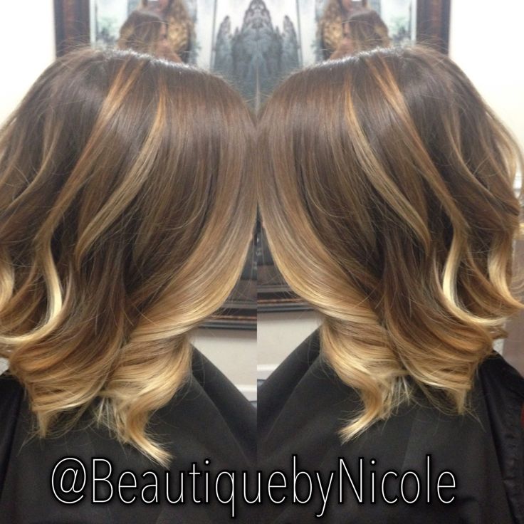 Caramel Ombre Balayage On Long Bob