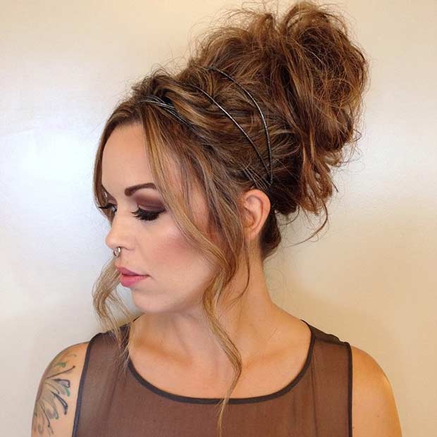 Messy Bun with a High Tight Top