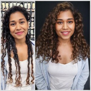 Curly hair balayage